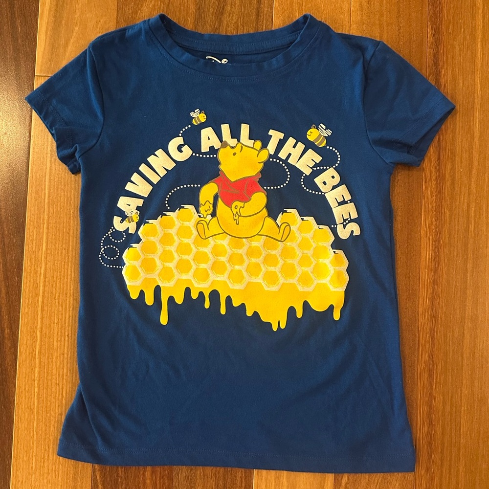 Disney Winnie The Pooh Saving All The Bees Girls Shirt Sz 6/6X - Like New! 🐻